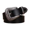Womens Genuine Leather Belt With Vintage Carved Y2K Rivet Decor Slim Waistband Jeans Blazers