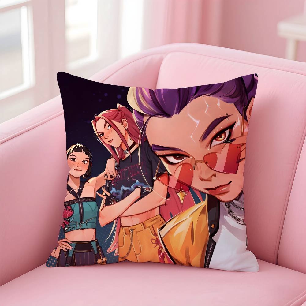 

Hot movie KPopS D-Demon H-Hunters Pillow Case Comfort Sofa Bed Silky elegant Invisible zipper Custom Decorative cushion cover 40cmx40cm