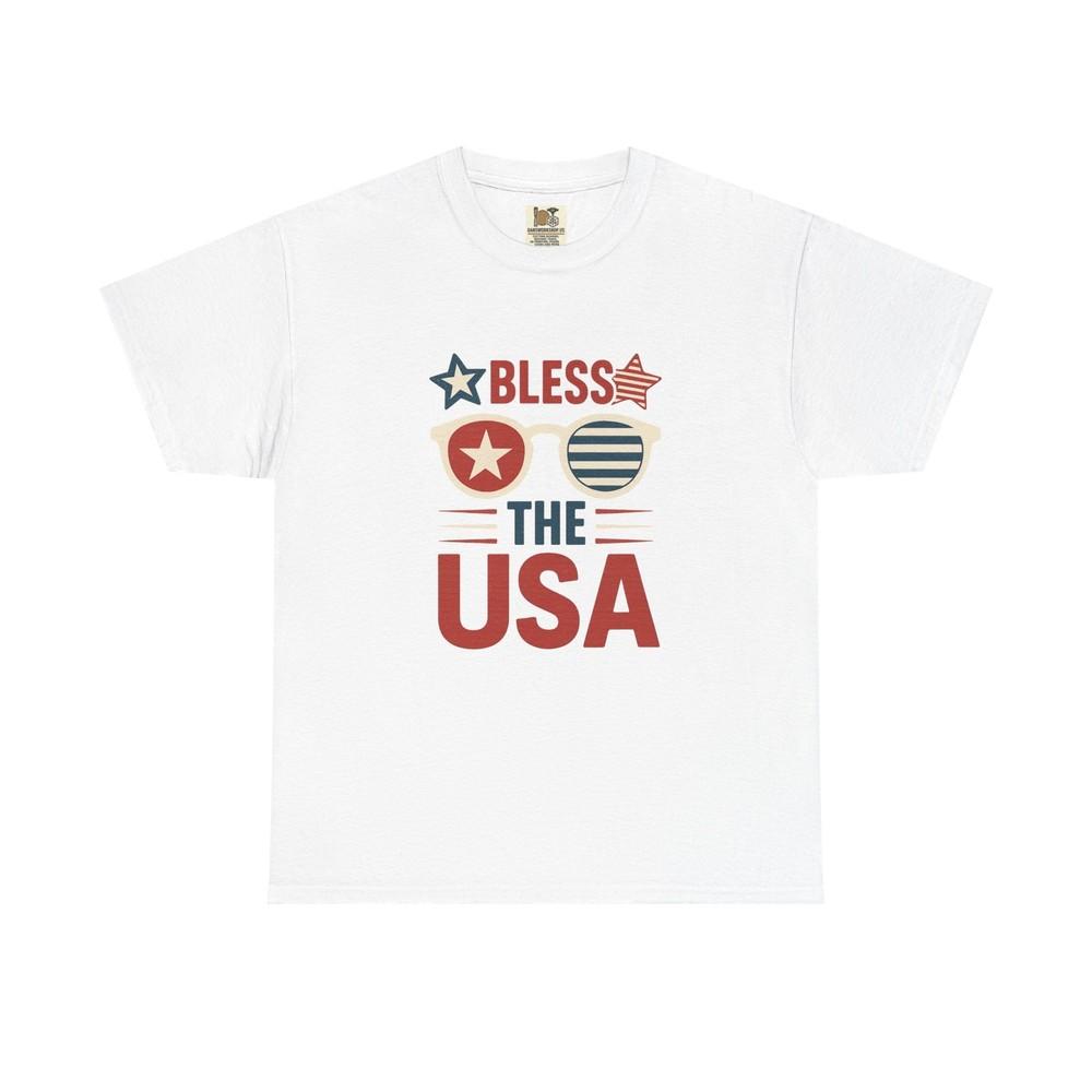 

Patriotic Bless the USA Tee, Independence Day Shirt, Red White Blue, Summer BBQ XL