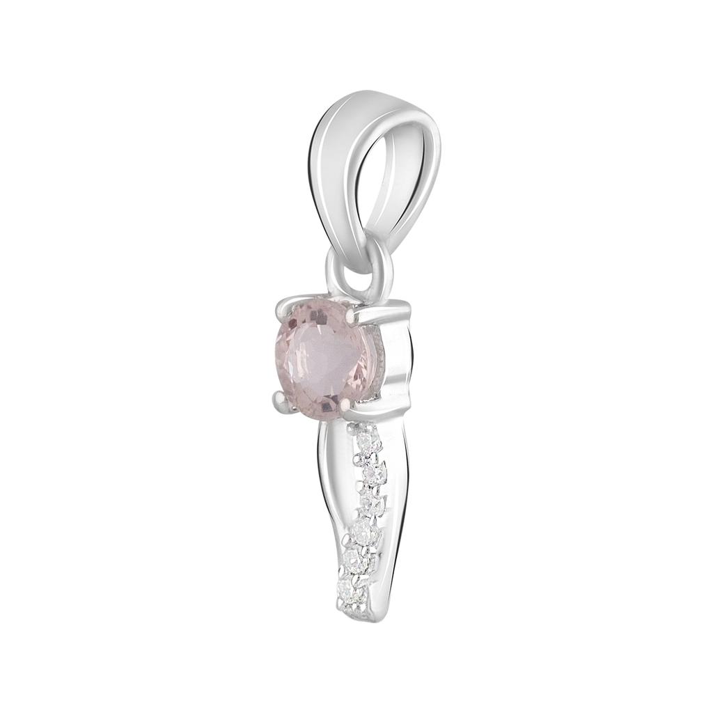 Silver Pendant with Nano Morganite 0.515ct, Cubic Zirconia (2124085)