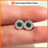 Huitan Dainty Cubic Zirconia Stud Earrings for Women White/Green/Blue/Red CZ Daily Wear Simple Stylish Piercing Jewelry