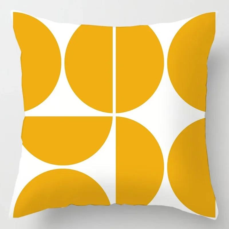 Fashionable Luxury Home Decoration Geometric Lines Abstract Style Ginkgo Leaf Print Pillow Cover Office Chair Cushion Cover