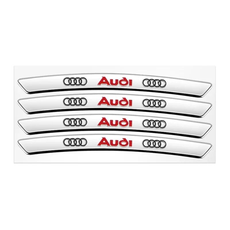 4pcs Car Wheel Hub Stickers Tire Rim Decorative Auto Logo Sticker For B Quattro TT RS Sline ABT 2.0 3.0 TDI 35TFSI A1 A2 A3