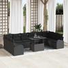 Garden Sofa Set with Storage 11 pcs Black Poly Rattan