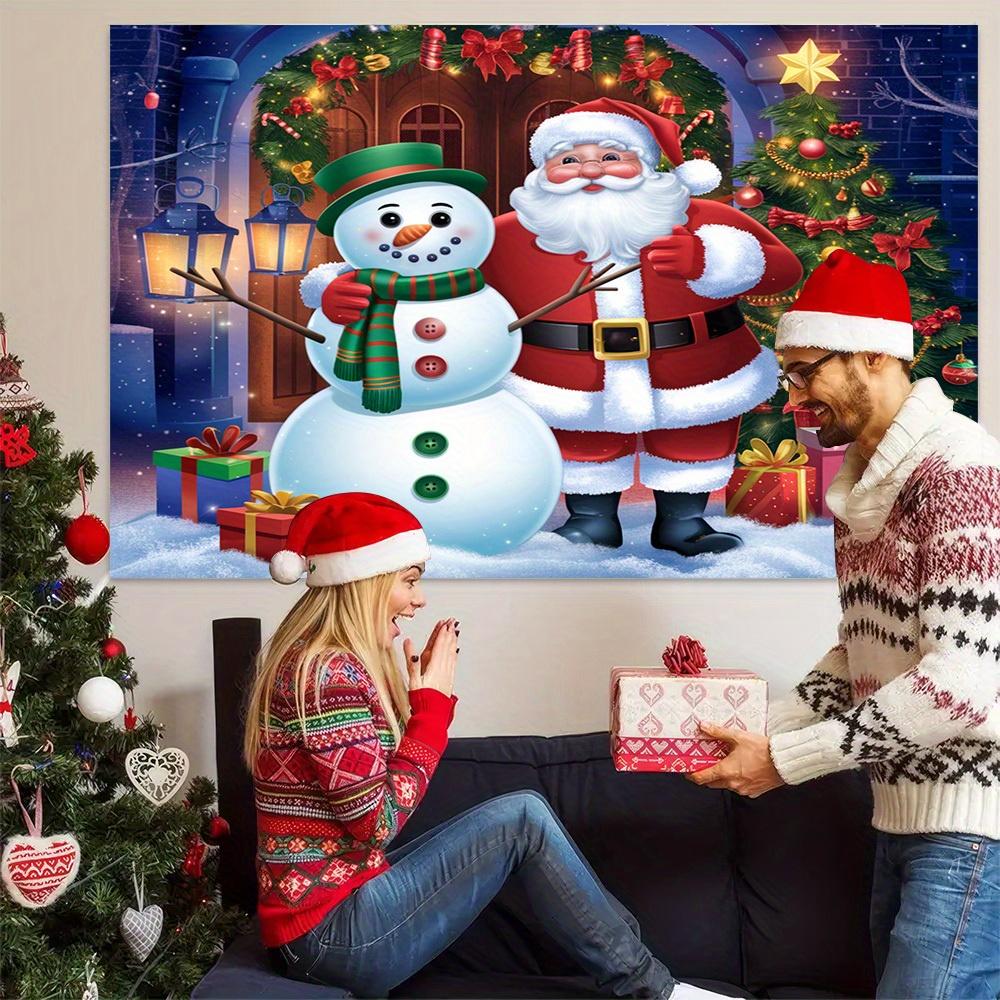 1Pcs Christmas Snowman Santa Tree Decoration Background Winter Backdrop For Photo Studio Photo Booth Party