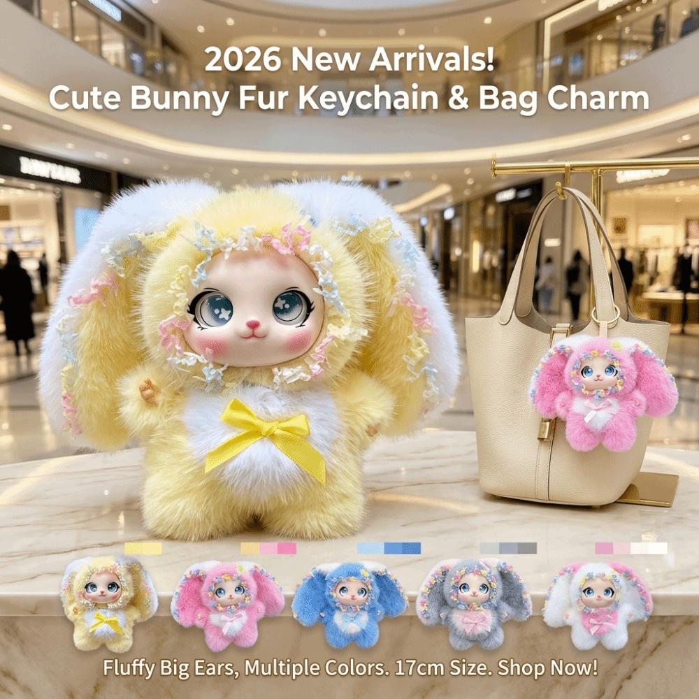 Soft Lori Rabbit Pendant Plush Bunny Plush Decoration Cute Vinyl Doll Keychain For Kids