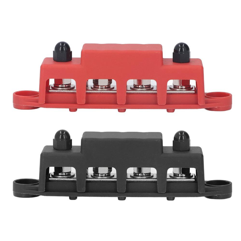 2Pcs 4 Terminal Bus Bar 48V Copper Stud Power Distribution Block  Gather Wiring Harnesses