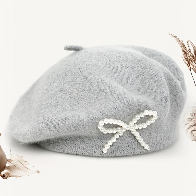 1pc Solid Color Women's New Bow Wool Beret, Suitable for Daily Use, Available in Multiple Colors