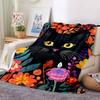 1pc Cat Flowers Lightweight Flannel Blanket, Comfortable and Warm Blanket, for Office and Camping Sofa Bed, Livingroom144