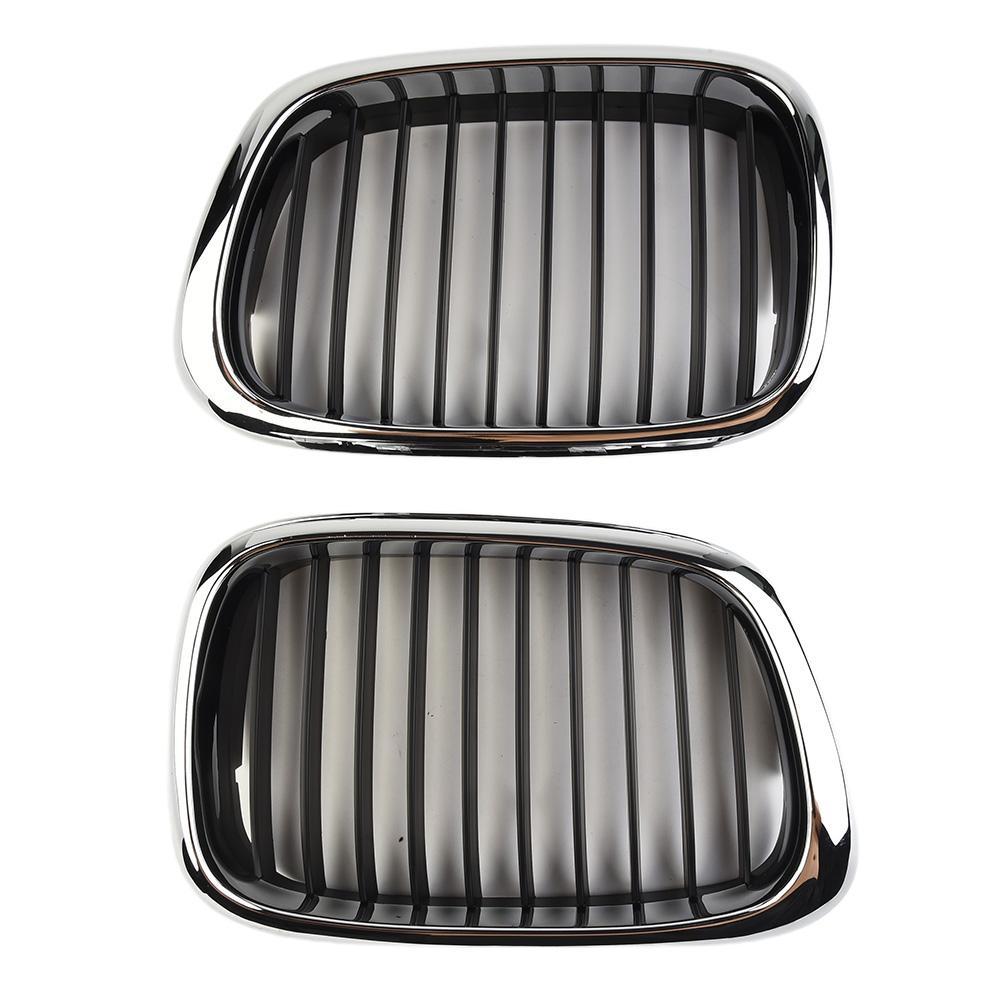 1 Paar Kühlergrills für BMW E39 5er Serie 525 530 535 540 M5 1998-2003 Front Chrom Schwarz Kühlergrill Ersatz Auto Außen Teile