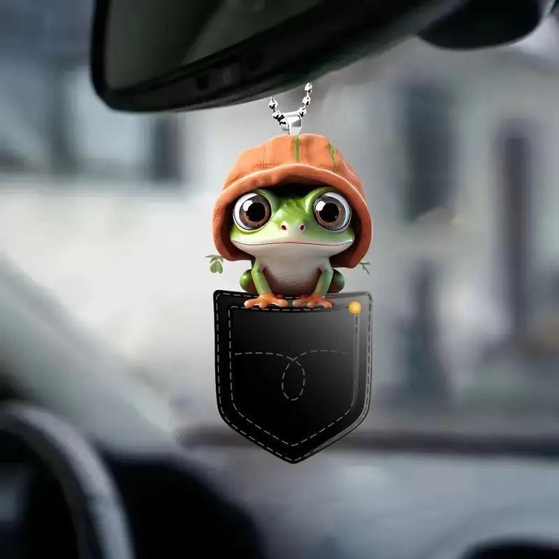 

Мультяшная забавная лягушка акриловое украшение для интерьера автомобиля зеркало заднего вида подарок декоративный