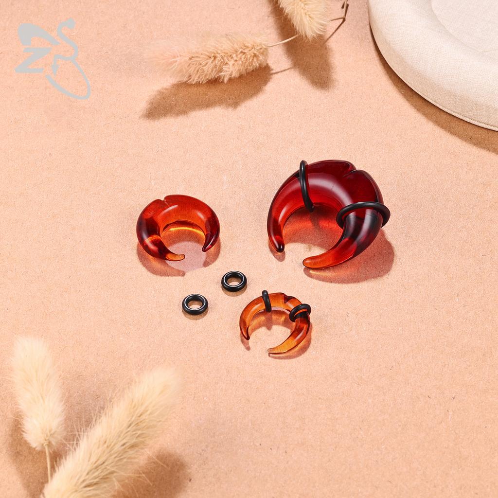 ZS 1 PC Colorful Glass Ear Plug And Tunnel Horn Shape Nose Septum Piercing 00/0/2/4/6G Ears Stretcher Large Gauge Flesh Expander