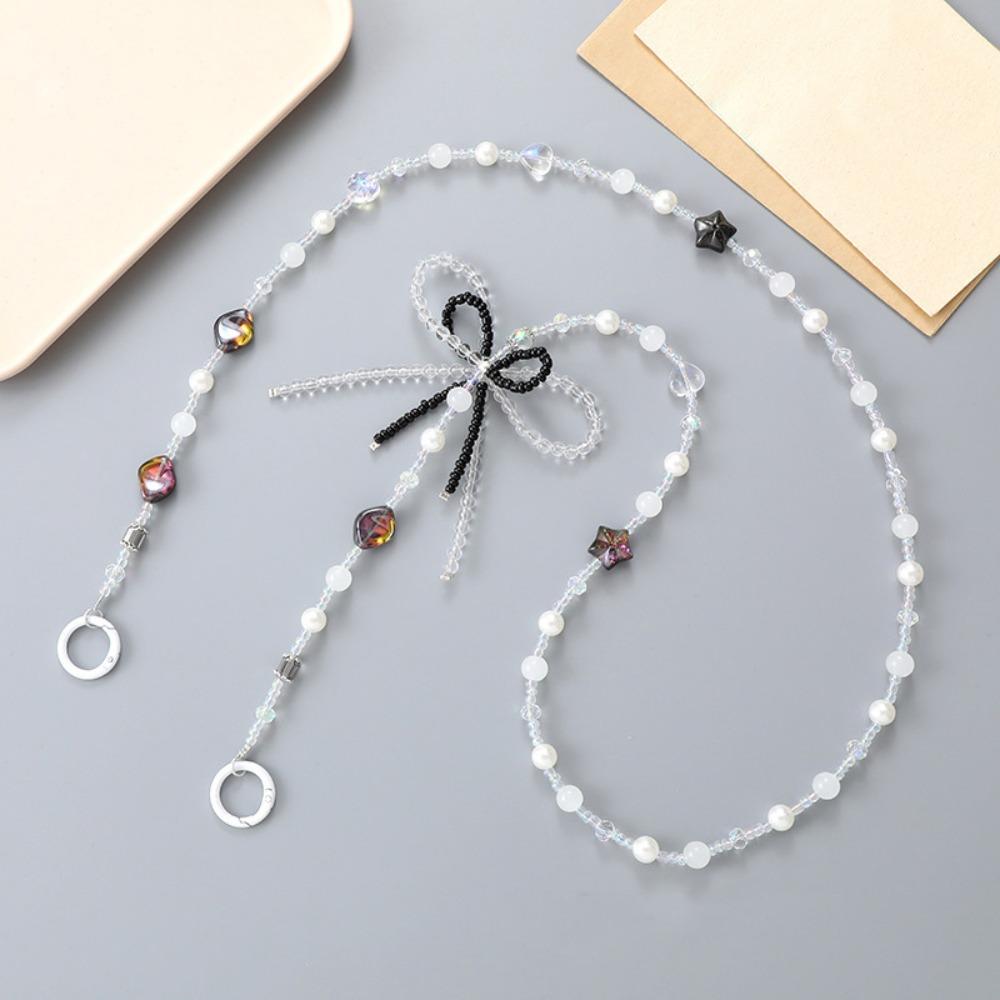 Bowkont Beaded Phone Chain Pearl Mobile Phone Crossbody Strap Beads Phone Lanyard  Keychain Pendant