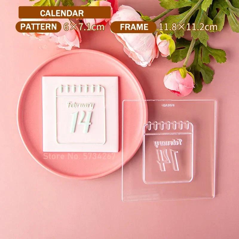 2023 Valentine's Day Heart Fondant Printing Stamp Cartoon Lips Love Letter XOXO Cookie Cutter Embosser Cake Mold DIY Baking Mold