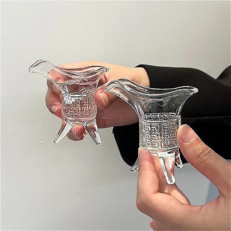 10ml/20ml/30ml Ancient Imperial Wine Glass Home Creative Transparent Three Legged Glass Cup Chinese Style Wine Glass Spirits Cup