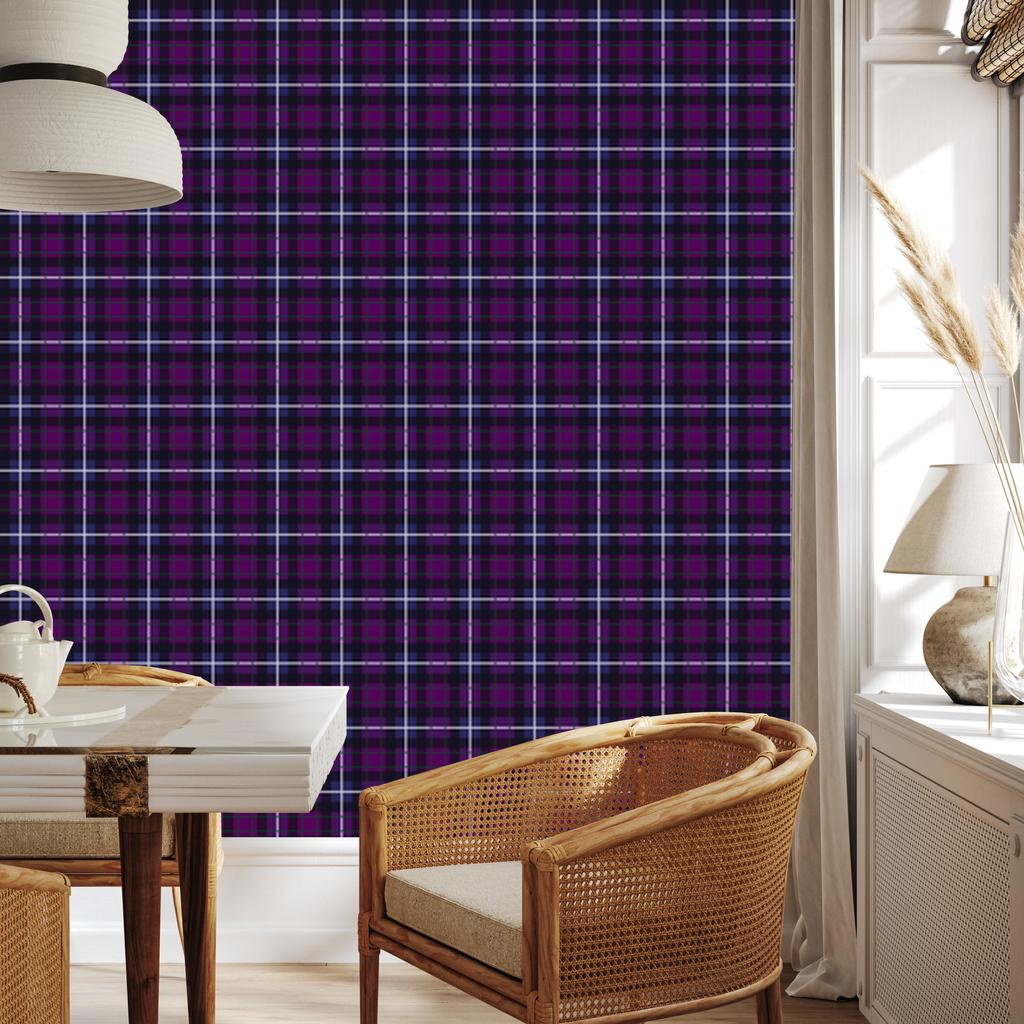 Purple Plum and Indigo Check Wallpaper for Living Room and Bedroom 50x1000