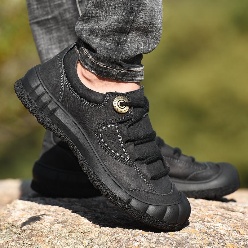 Men'S Big Size Climbing Shoes Men Outdoor Hiking Non-Slip Ankle Boots High Quality Mens Sneakers Genuine Leather Luxury Footwear