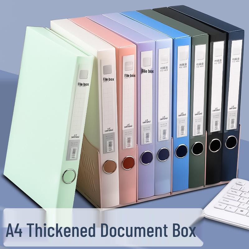 Thickened A4 Plastic Document Storage Box - File & Voucher Organizer 20mm Thickened Spine чёрный