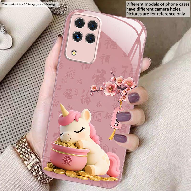 

The auspicious unicorn For Samsung A20 30 22 23 24 25 26 31 32 A33 34 35 42 50 51 52 53 54 55 56 70 71 72 73 glass phone case Galaxy A73 5G