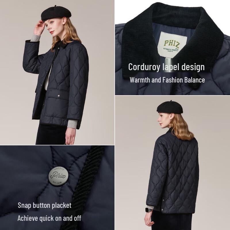 HAZZYS Women's PHIZ Series Corduroy Collar Quilted Padded Jacket
