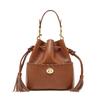 MFFOR Women's 2-Way Genuine Leather Shoulder Bag with Inner Bag, Bucket-Shaped Design, Two Straps, and Studs at the Bottom. Large Capacity, Small,