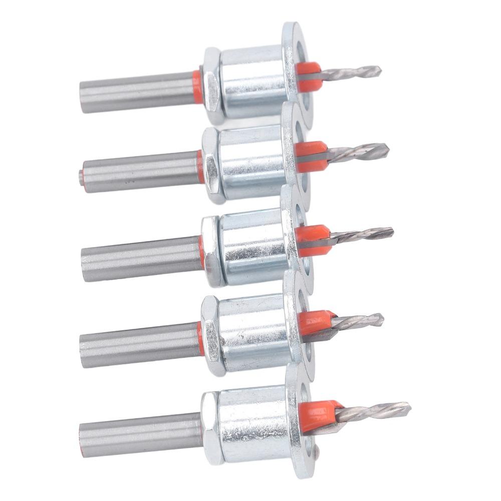 5pcs 8mm Round Shank Adjustable Countersink Bit Carbide Tipped Drill Bit For Metalworking