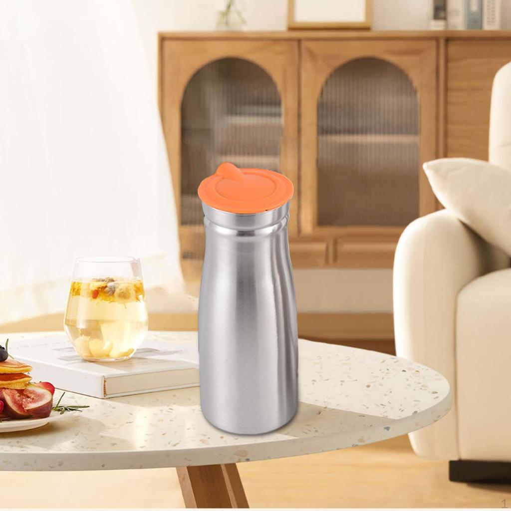 1.0 L Stainless Steel Iced Tea Juice Pitcher 3.3x9inch Sturdy Multipurpose for Restaurant with Lid