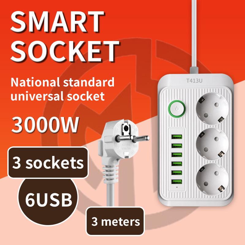 European Standard 16A Power Strip with Two-Pin Socket for Russian, German, Korean, and Austrian Use