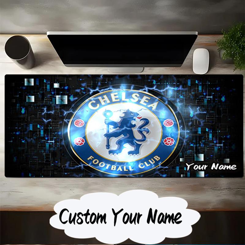Custom Name Mouse Pad Blue Chelsea Football Club Logo Mouse Pad, Gaming Mouse Pad, Keyboard Pad, Desk Decor for Computer Notebook Fan Birthday Gift