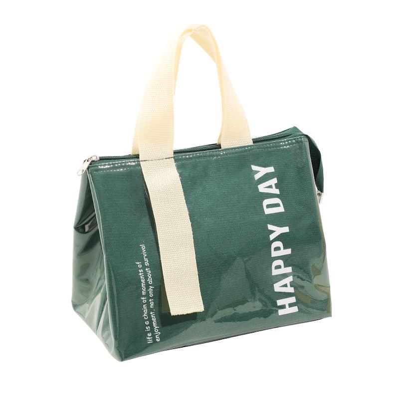 PVC Insulated Waterproof Lunch Bag - Fresh Style Handbag for Students and Office Workers, Thickened for Commute or Take-Out Meals.