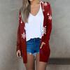 Women's Fashion Casual Christmas Printed Mid-Length Cardigan Long Sleeve Jacket