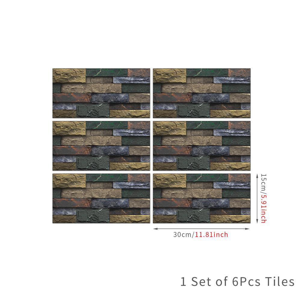 Retro Pvc Tile Wall Sticker Self-Adhesive Living Room Kitchen Waterproof And Moisture-Proof Wall Decoration Self-Sticker Wallpaper