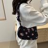 Unique Wrinkled Drawstring Floral Handbag Stylish Versatile Shoulder Underarm Purse Bag For Women