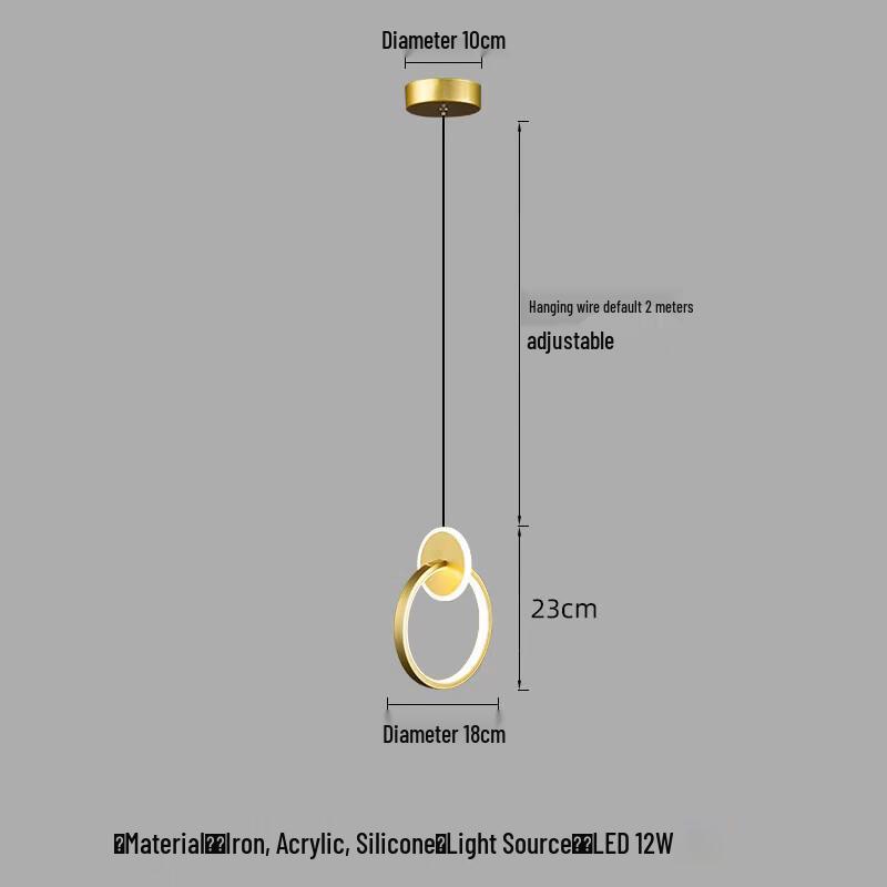 NuFeng Modern Gold Round LED Pendant Light