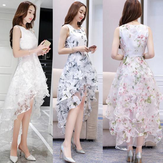 Women Elegant O Neck Sleeveless Waist Tight Swallow-tailed Hem Party Midi Dress