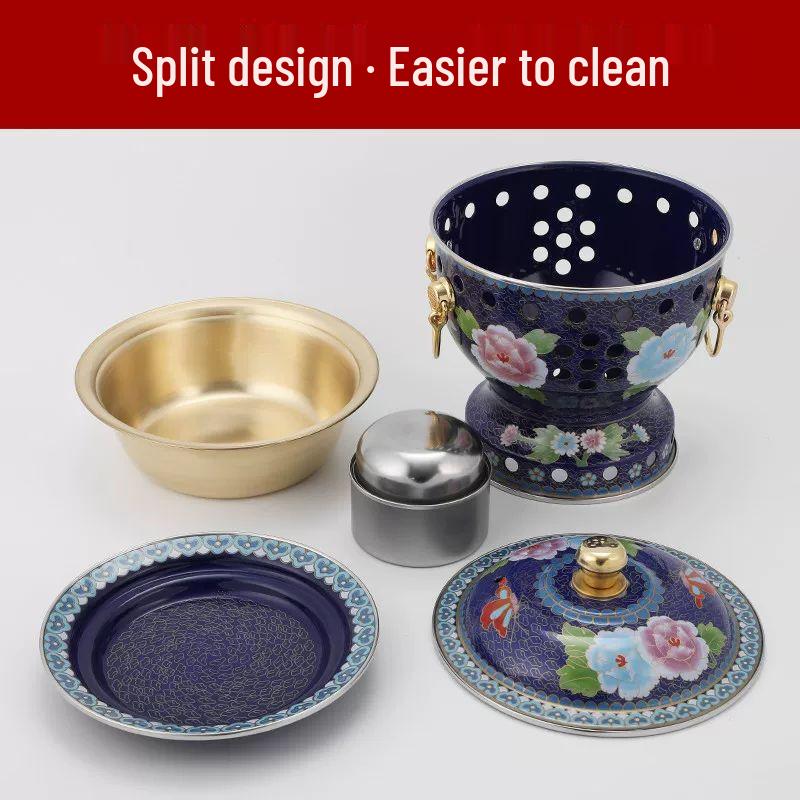 Cloisonné Copper Personal Alcohol Hot Pot