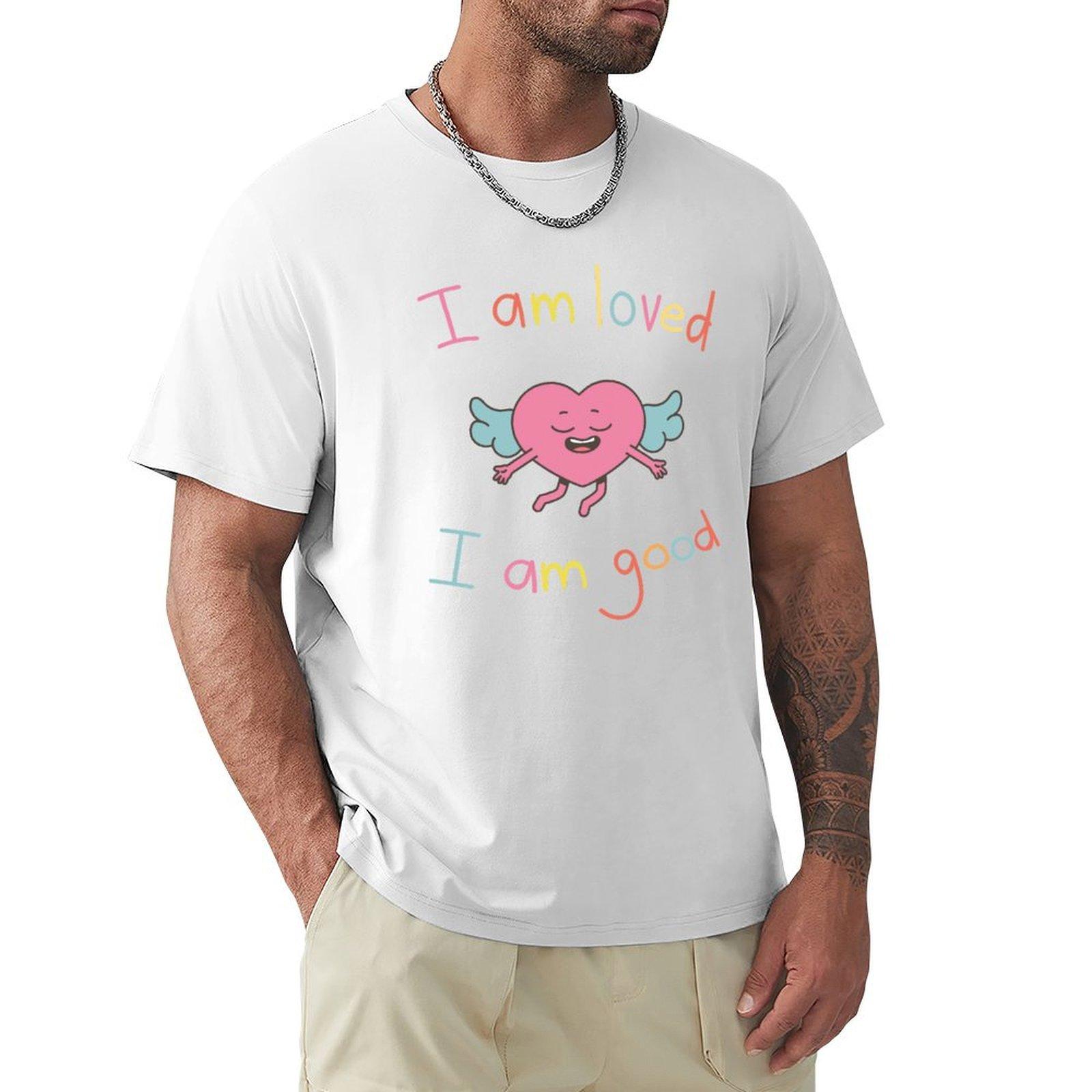 I Am Loved I Am Good Cute Singing Angel Heart Tshirt Street Art Print Tee Shirt S