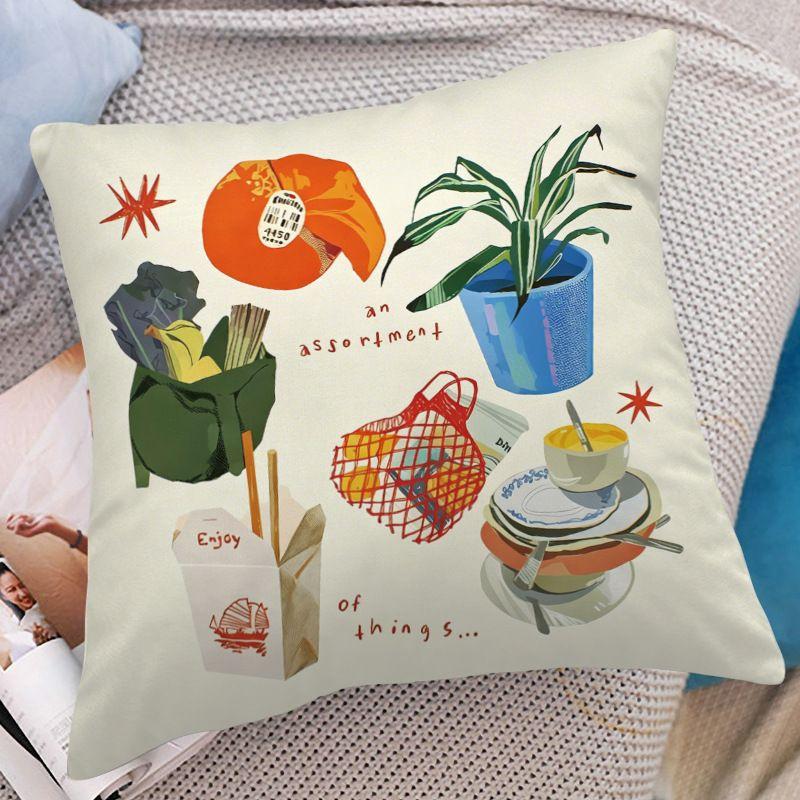 

Minimalist Food Illustration Pillow, Home Decor Pillow for Sofas, Car Lumbar Support Pillow, Nap Pillow 35x35cm(without core)