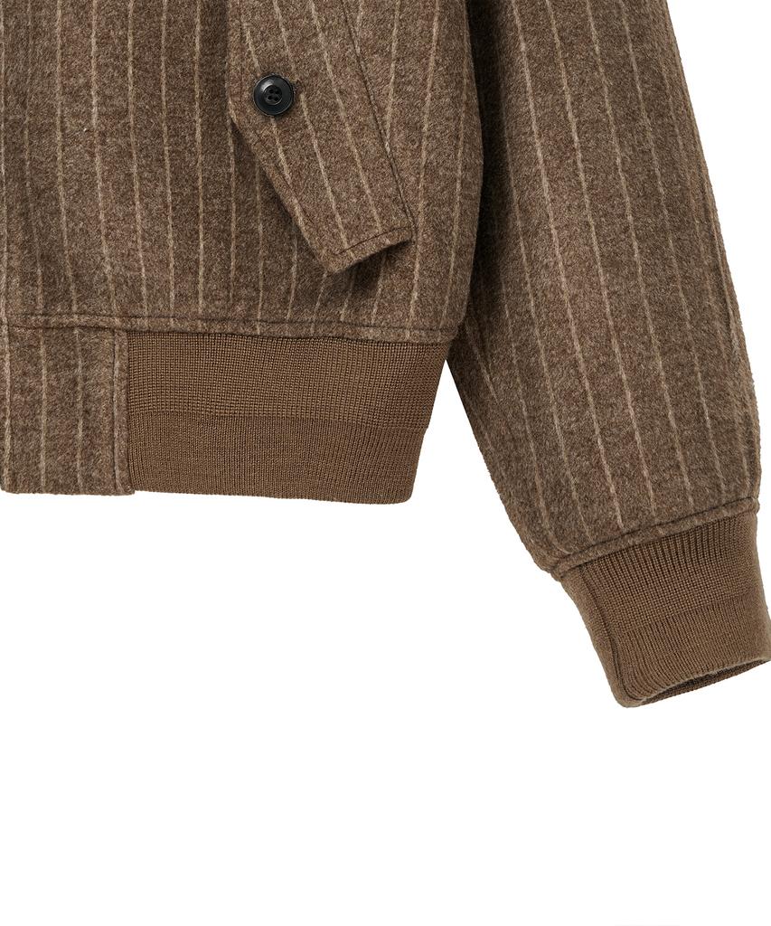 Noirer Shearling Wool Striped Blouson (Camel)