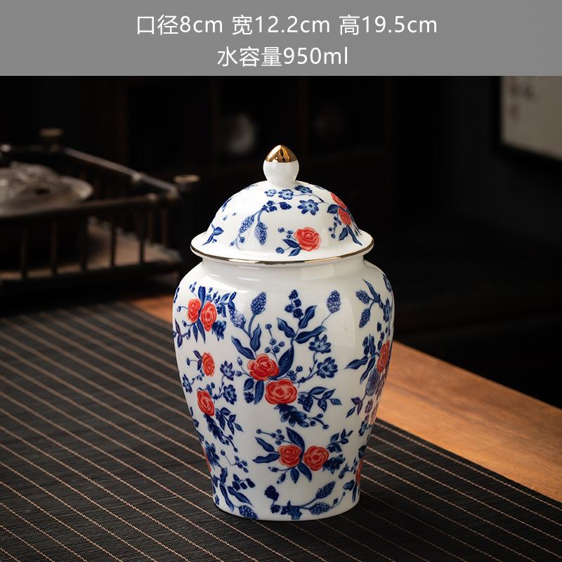 Blue and White Ceramic Sealed Jar Candy Coffee Storage General Jar Household Moisture-proof Tea Jars Tea Packaging Jars Tea Box