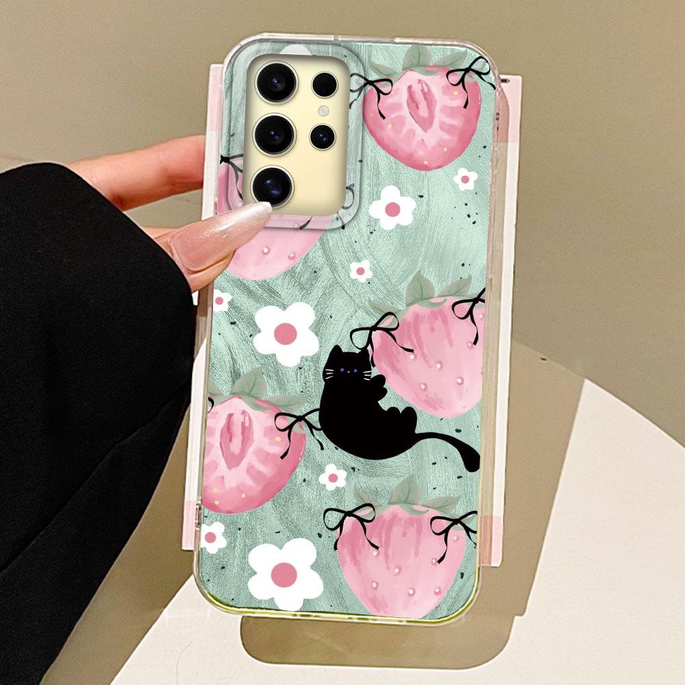 

Розовый Фрукт Вишня Бабочка Текстура Пера Чехол для Телефона для Samsung Galaxy S25 S24 S23 S22 S21 FE Plus Ultra Оболочка Силиконовая Крышка Samsung Galaxy S25 Plus белый