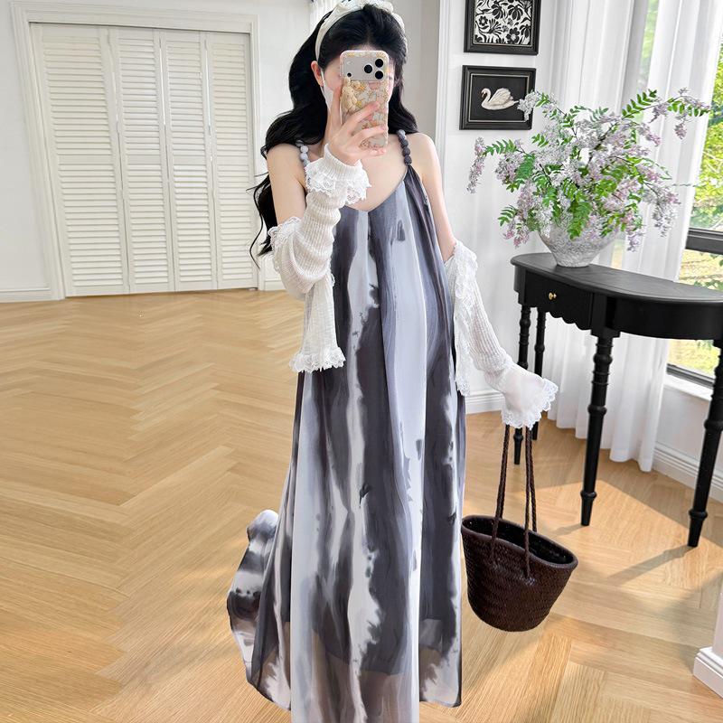 2026 Summer Korean Retro French Luxury Loose Maternity Two-Piece Set M