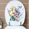 Toilet Sticker Waterproof Floral Butterfly Self Adhesive Removable No Trace for Home Bathroom Renovate