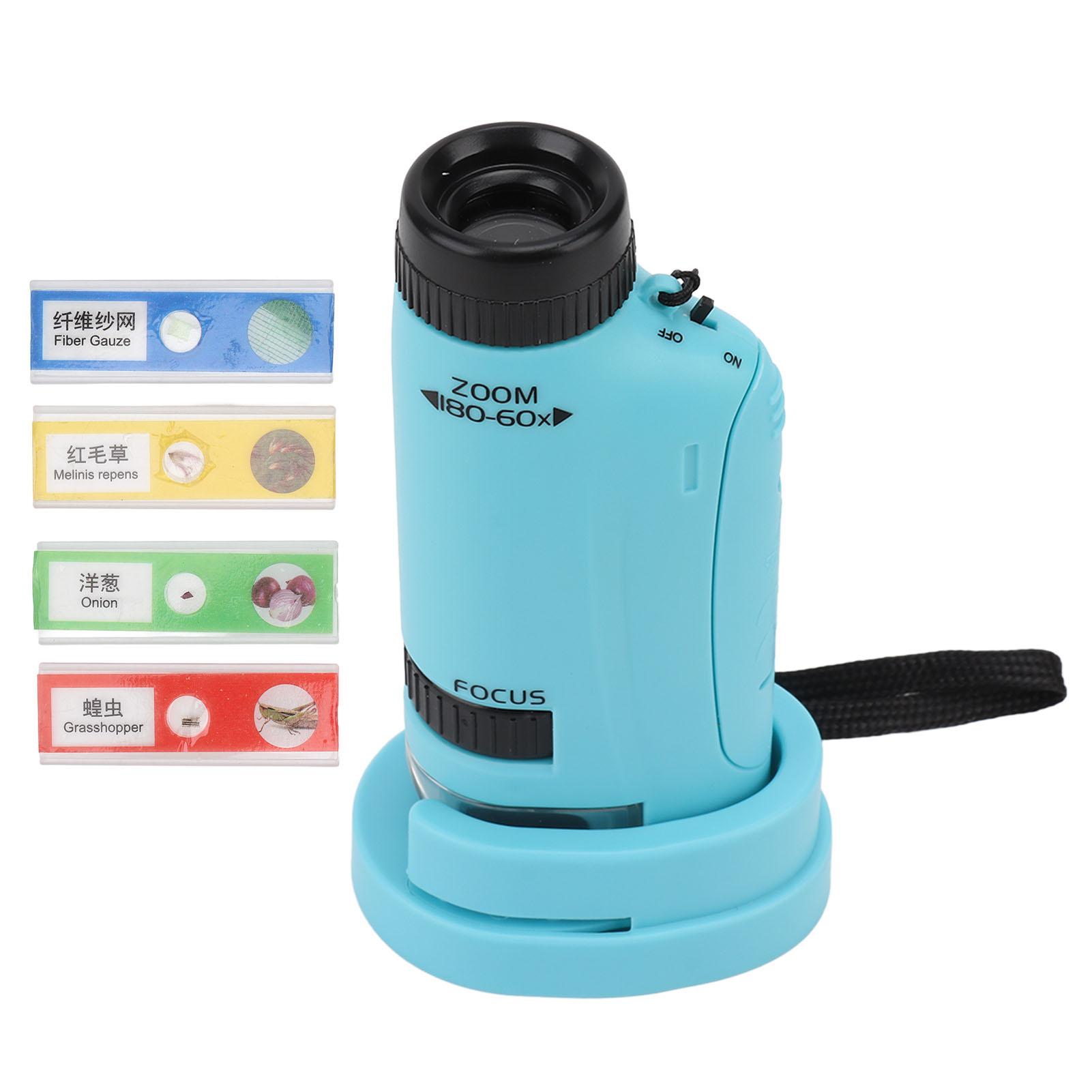 

Kids Handheld Microscope HD 180x Educational Puzzle Science Toy Children Mini Microscope Sky Blue