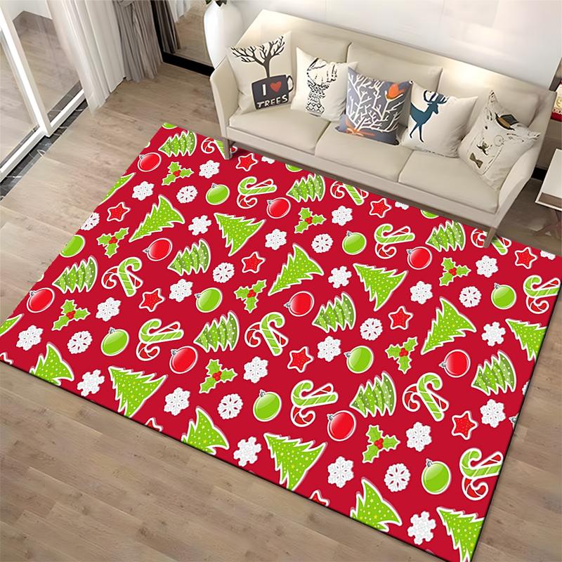Festive Christmas Pattern Rug Non-slip rug suitable for living room and bedroom sofas