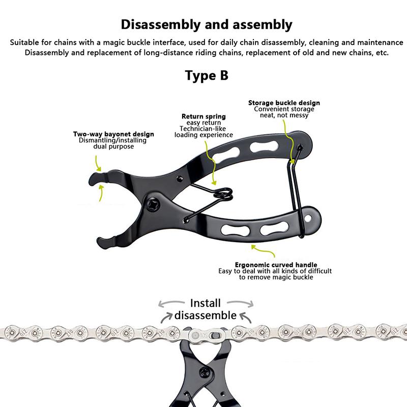 Cheie cu buton de eliberare rapidă pentru lanțul bicicletei, oțel, pentru instalare și demontare lanț de bicicletă, buton de eliberare rapidă, capăt cablu, clemă