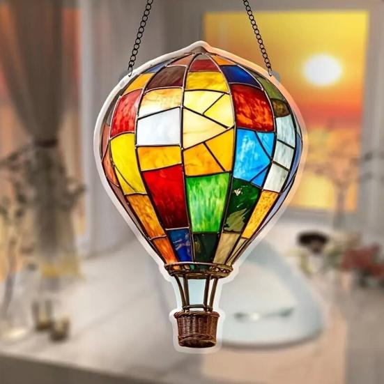 Hot Air Balloon Decoration 2D Flat Acrylic Pendant Colorful Hot Air