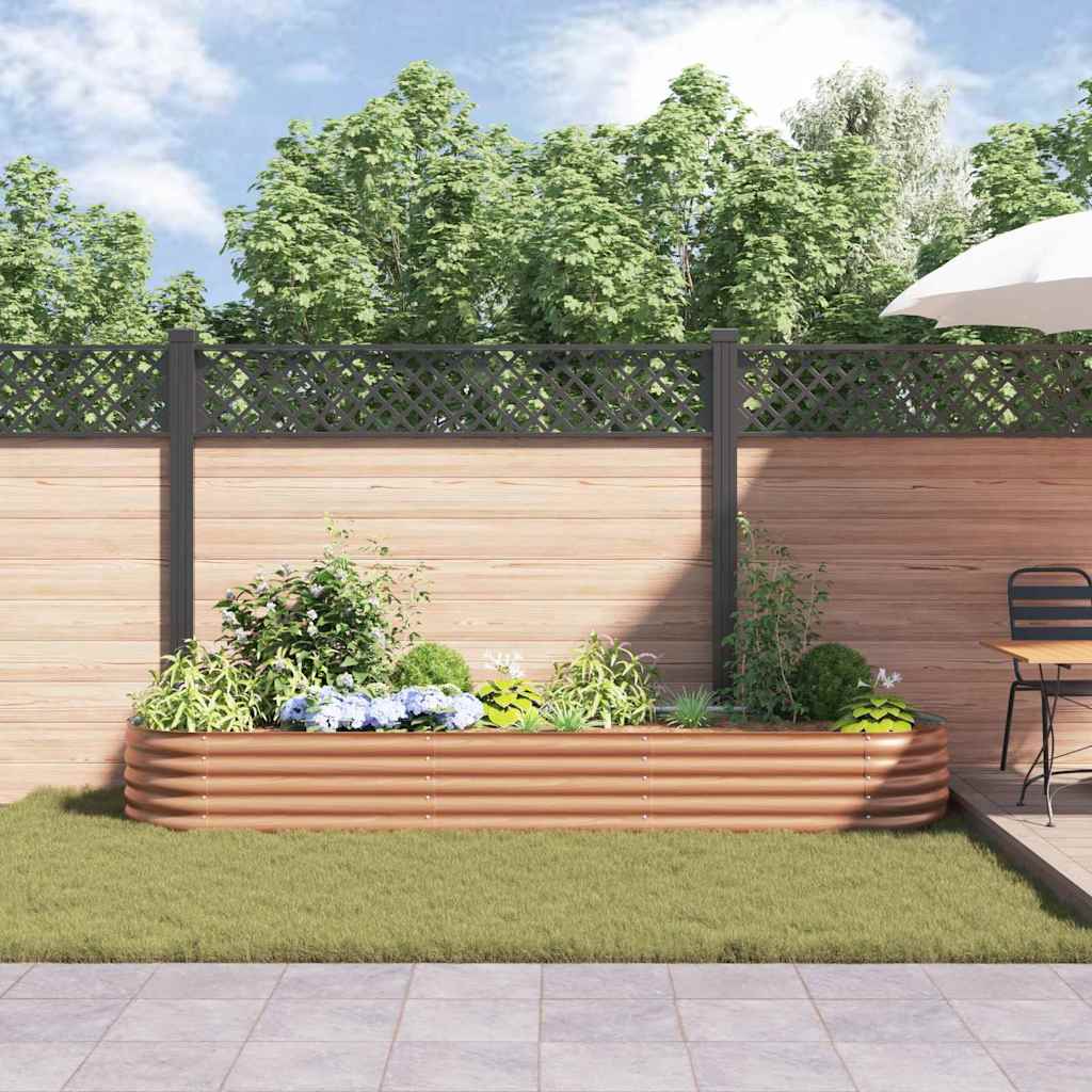 Elevated Planter Box Brown 320 x 80 x 44 cm Steel