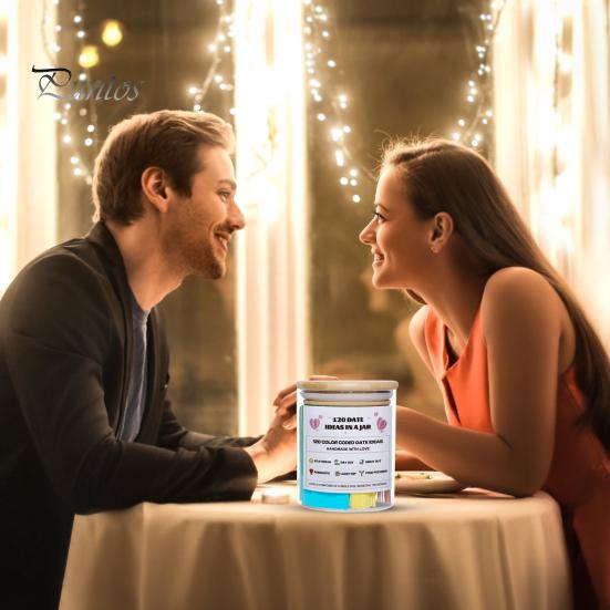 120 Dateideer i et glass Fargekodet dateglass Par Datekveldspill for Bryllupsdag Utdrikningslag Valentinsdagsgave