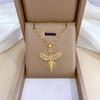 Titanium Steel Micro-Inlaid Luxury Necklace: Elegant Full Diamond Gold Design for Women